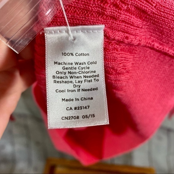 Talbots Petites Coral Cable Knit Button Up Cardigan Sweater Mp - Picture 9 of 10